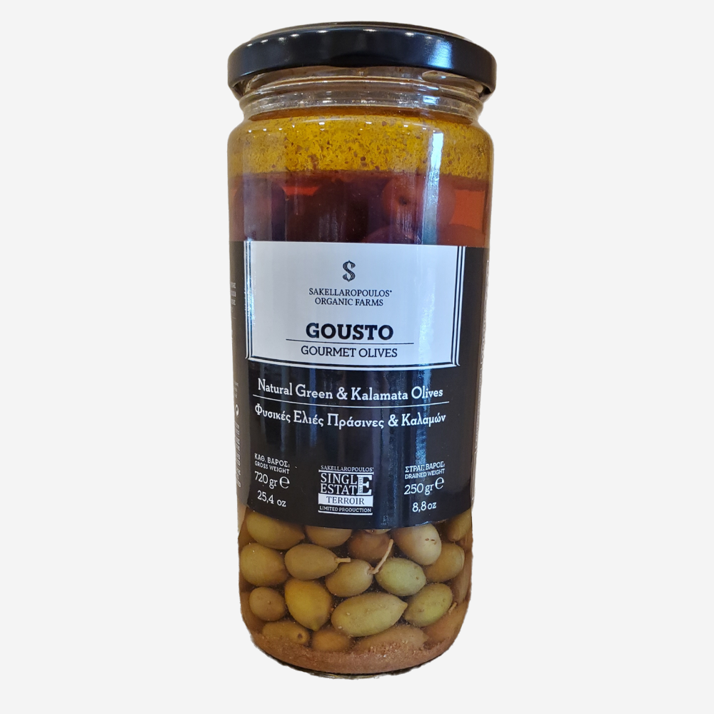 Schwarze und grüne Oliven "Gousto", 250g
