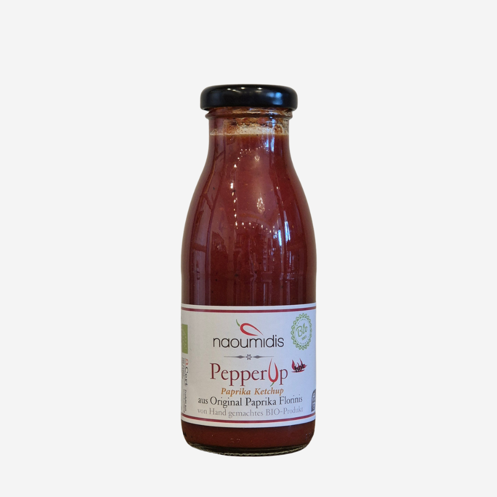 "PepperUp", Ketchup aus Florina-Paprika und Tomaten, scharf, 270g - BIO