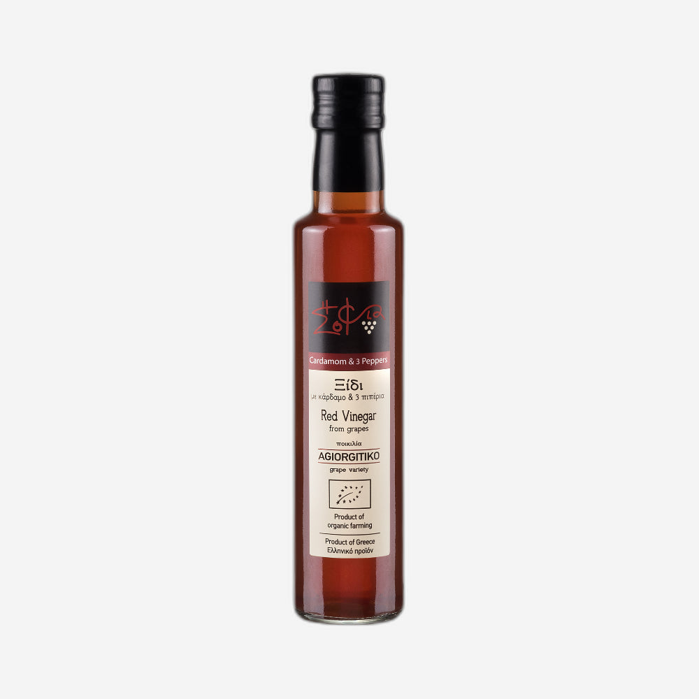 Roter Traubenessig mit Kardamom und 3 Pfeffern, 250ml - BIO