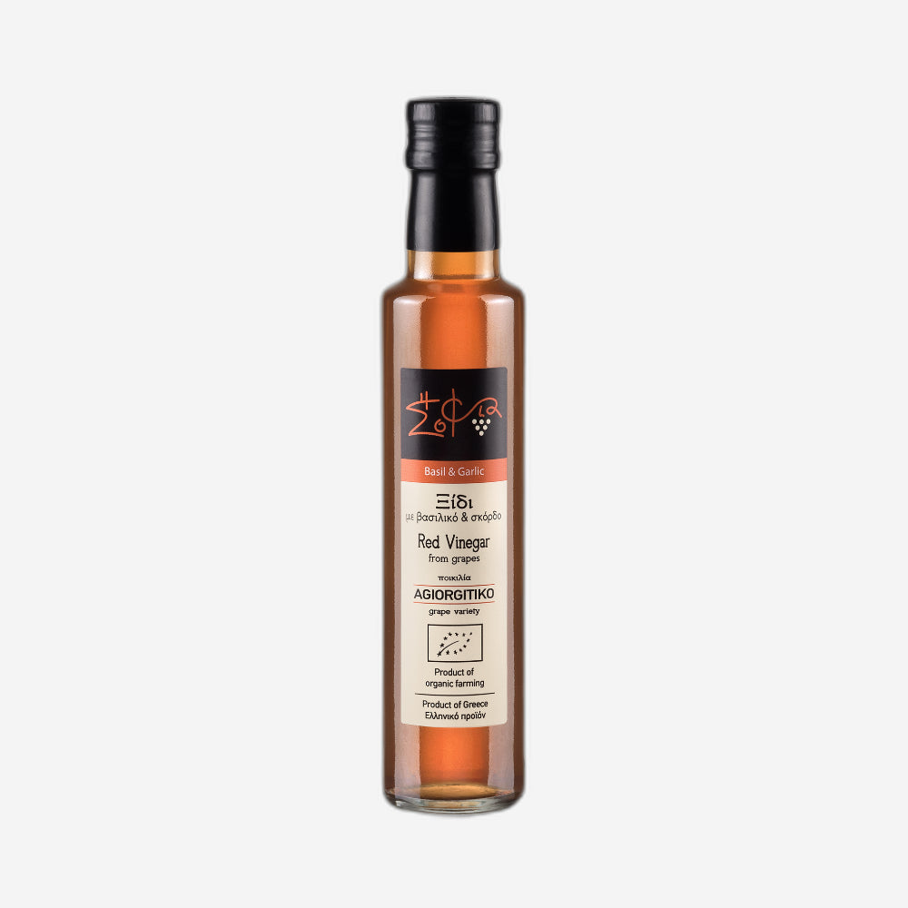 Roter Traubenessig mit Basilikum und Knoblauch, 250ml - BIO