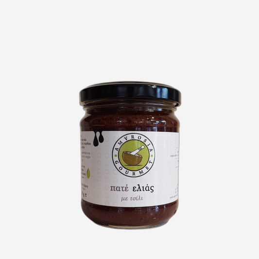 Aufstrich aus schwarzen Oliven mit Chili, 200g