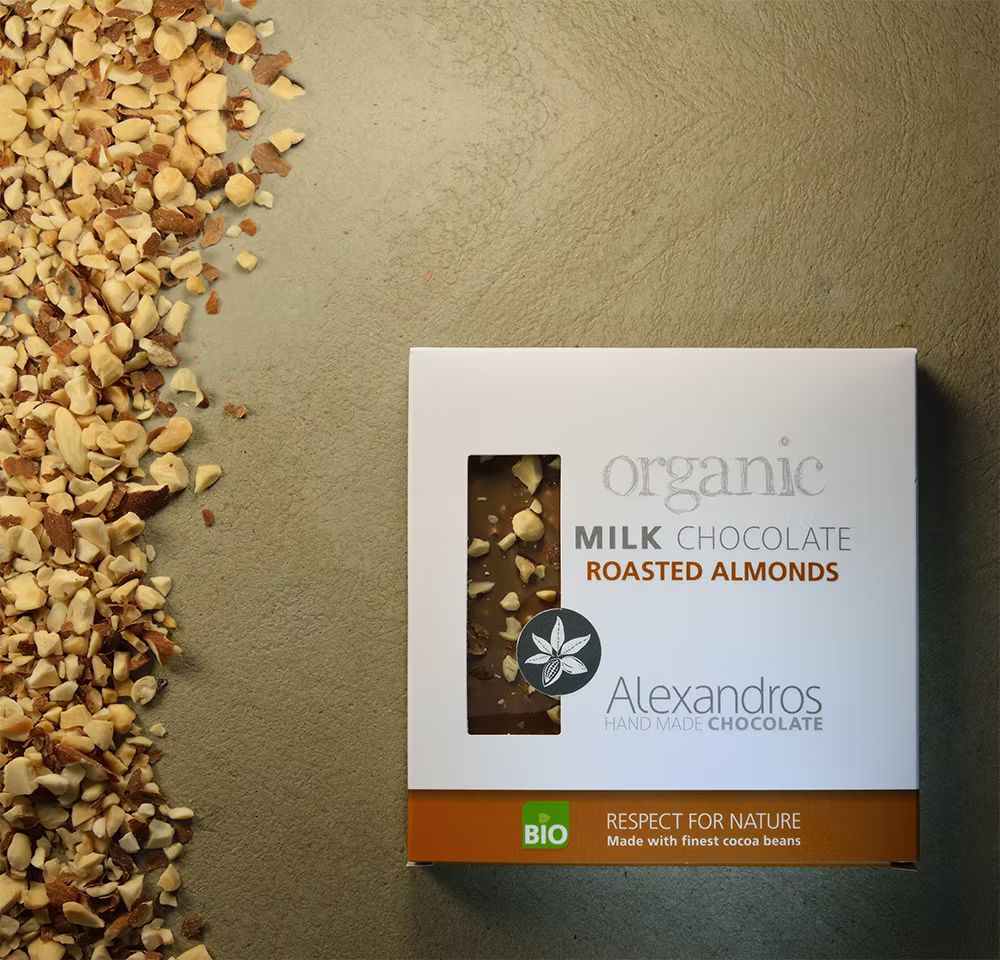Milchschokolade mit gerösteten Mandeln, 90g - BIO
