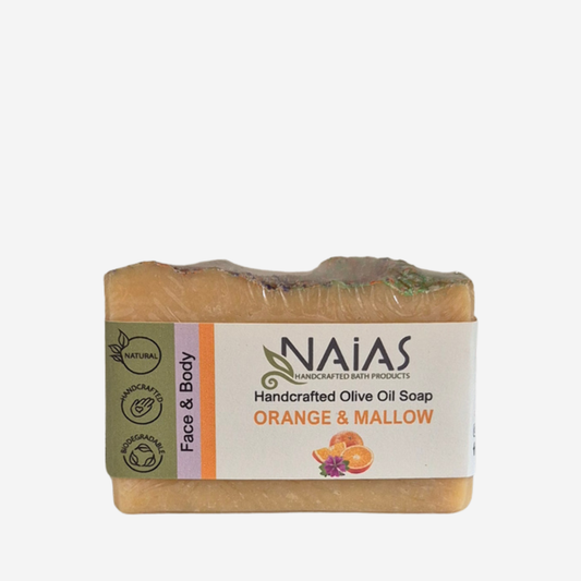 handgemachte Olivenölseife "Orange - Malve", ca 90g