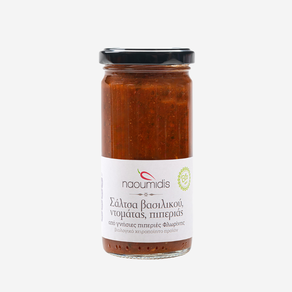 Sauce aus Florina-Paprika mit Tomaten und Basilikum, 270g - BIO