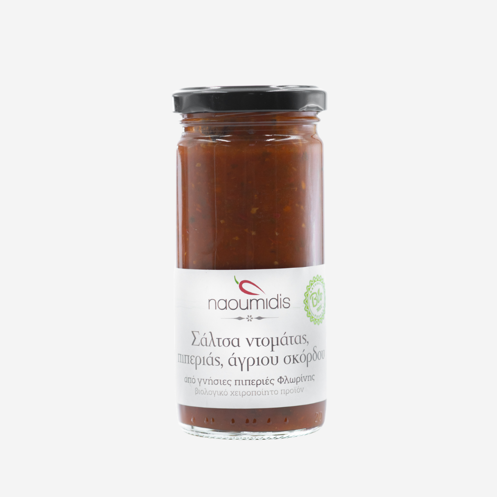 Sauce aus Florina-Paprika mit Tomaten und wildem Knoblauch, 270g - BIO