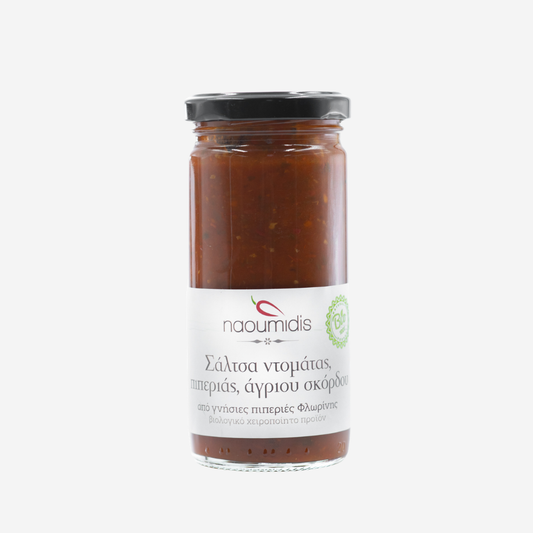 Sauce aus Florina-Paprika mit Tomaten und wildem Knoblauch, 270g - BIO