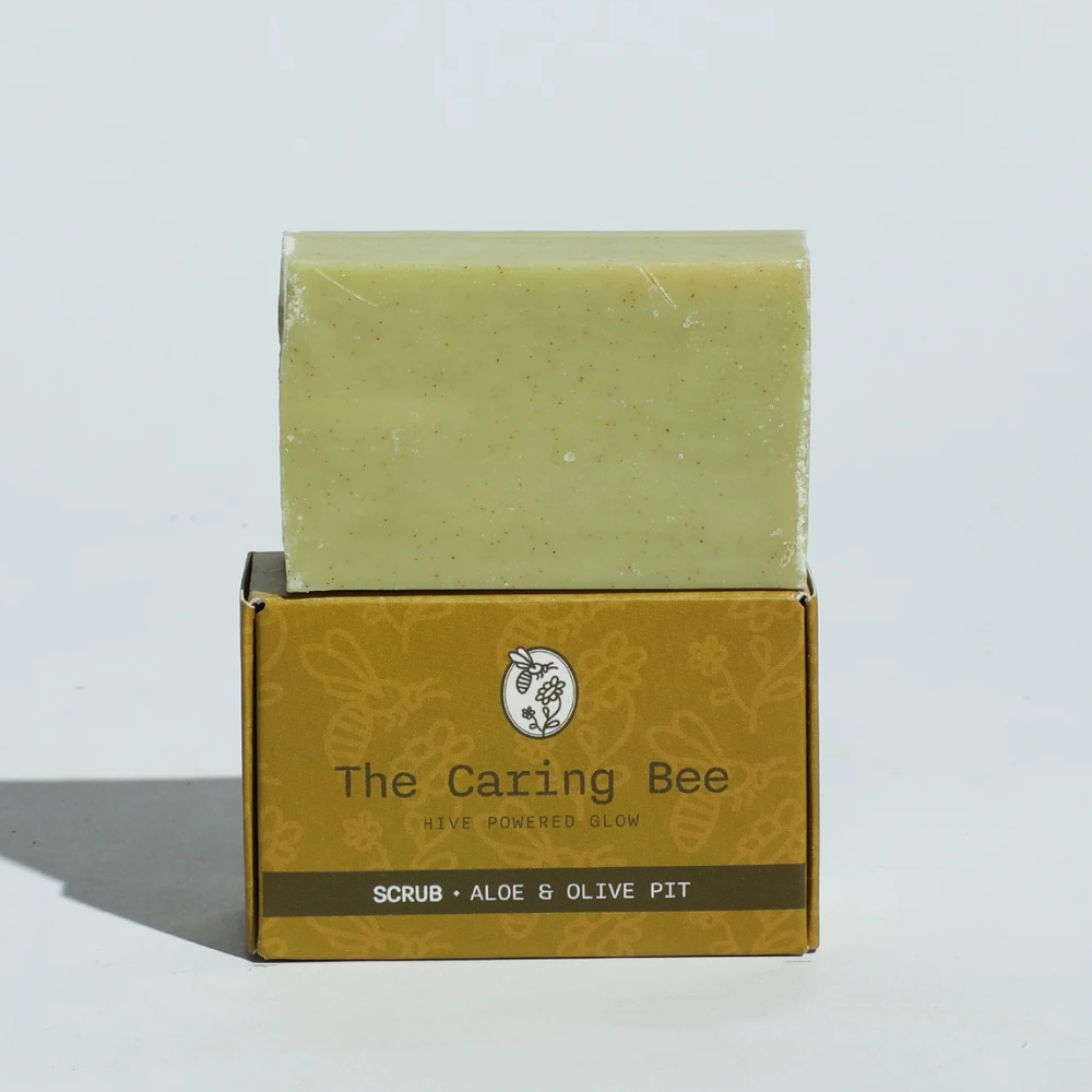Peelingseife "The Caring Bee" mit Aloe Vera und Olivenkernen, 110g