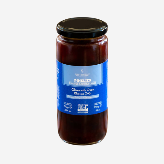 Schwarze Oliven mit Ouzo "Pinelies", 250g