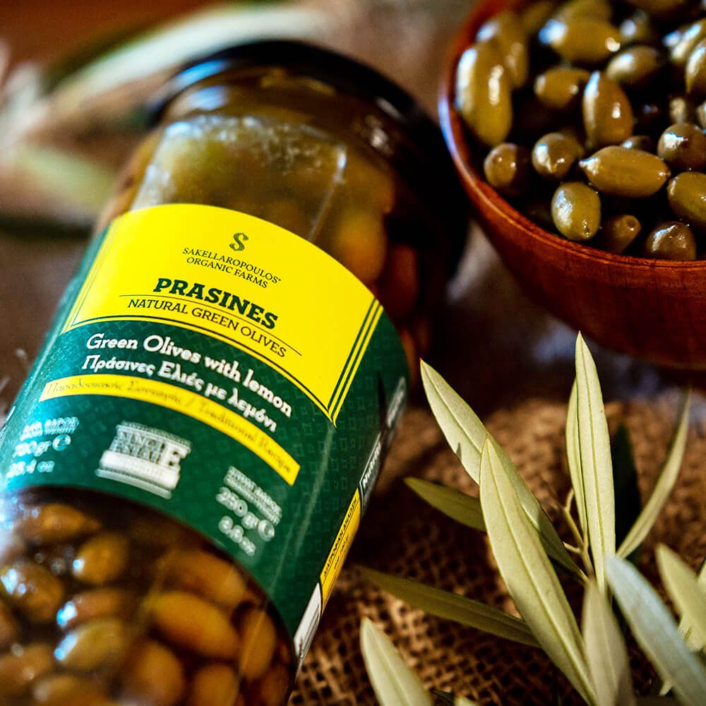 Grüne Oliven mit Zitrone "Prasines", 250g