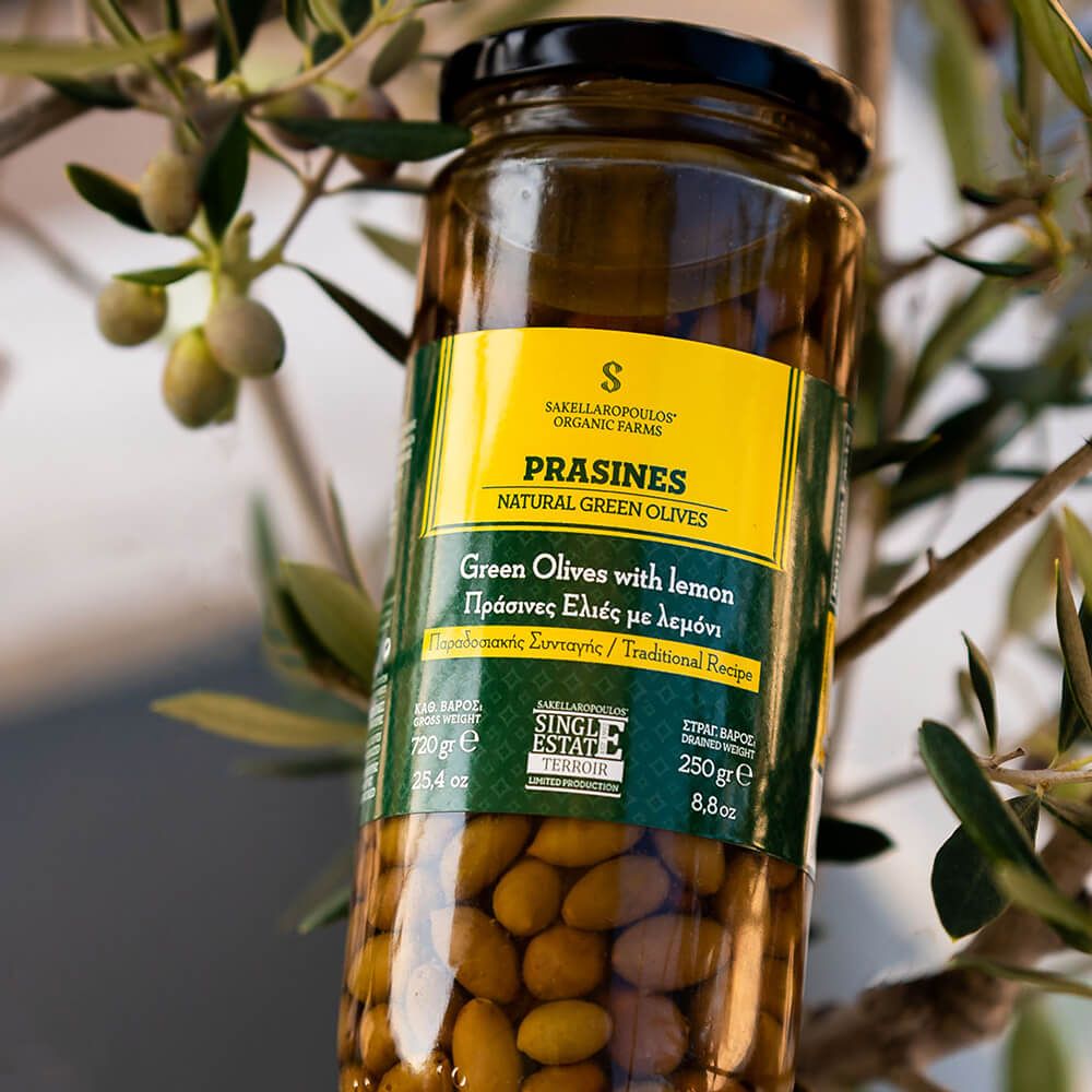 Grüne Oliven mit Zitrone "Prasines", 250g