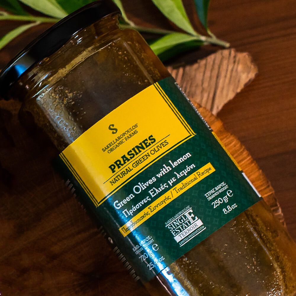 Grüne Oliven mit Zitrone "Prasines", 250g