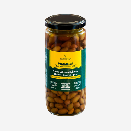 Grüne Oliven mit Zitrone "Prasines", 250g